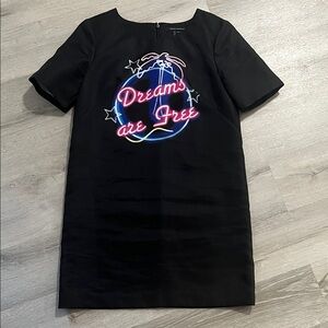 French Connection Black Dress with Neon Pink and Blue Design